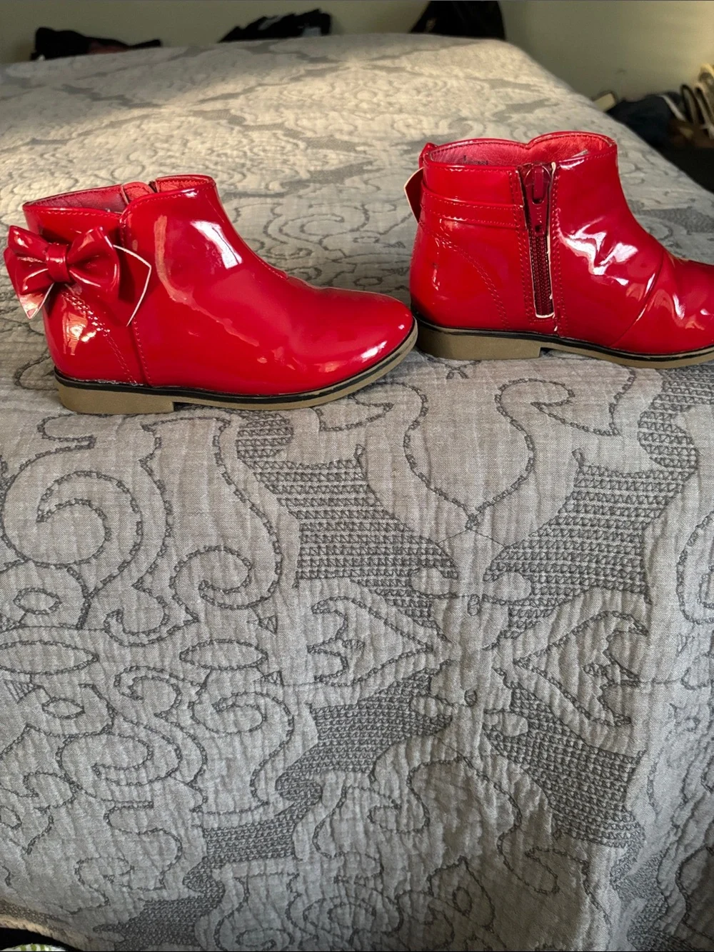 Kids Red Patent Ankle Boots - Stylish Toddler Shoes